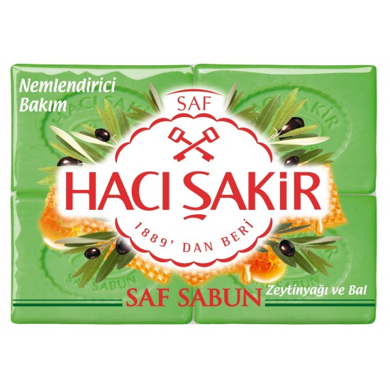 Haci Sakir Pure Soap With Olive Oil And Honey 4x175g SAMA FOODS ENFIELD UK