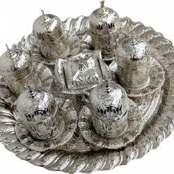 Silver Lux Authentic Ottoman Tulip Patterned Turkish Coffee/ Esspresso Cup Set