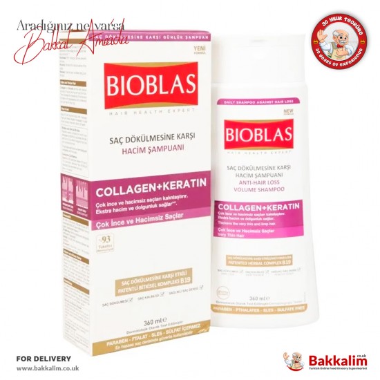 Bioblas Collagen And Keratin Anti Hair Loss Volume Herbal Shampoo 360 Ml SAMA FOODS ENFIELD UK