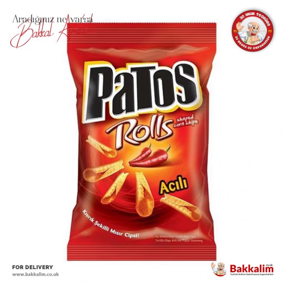 Patos Rolls Acı Kırmızı Biber Aromalı Mısır Cipsi 167 Gr SAMA FOODS ENFIELD UK