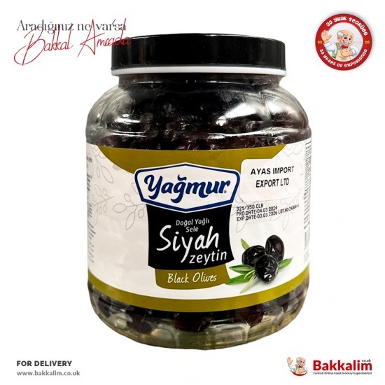 Yagmur Natural Oily Black Olives 1000 G SAMA FOODS ENFIELD UK