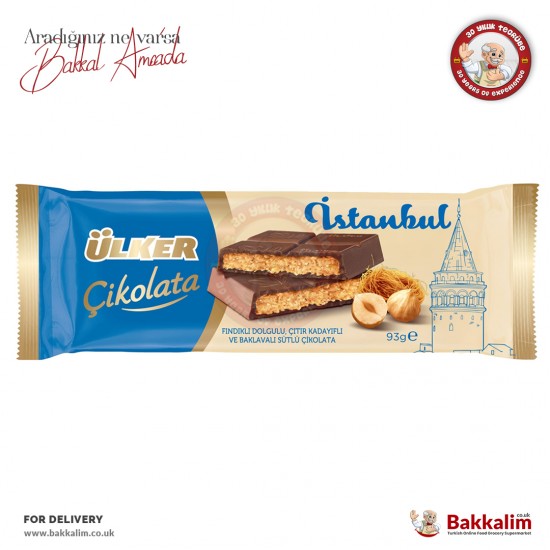 Ülker İstanbul Fındık Dolgulu Çıtır Kadayıflı Ve Baklavalı Sütlü Çikolata 93 Gr