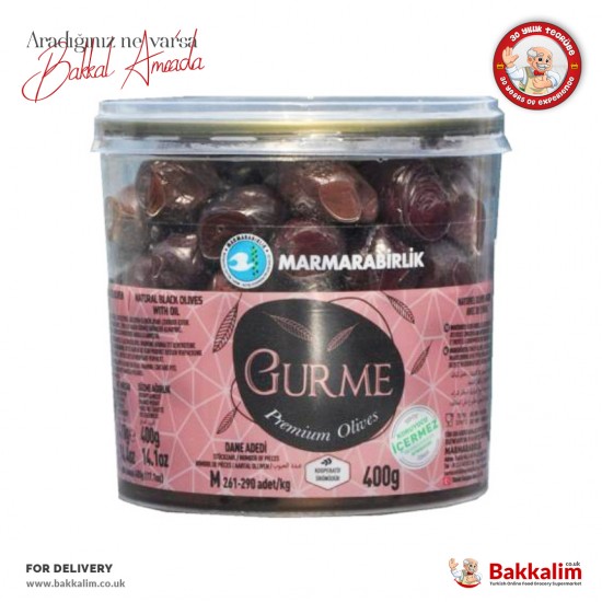 Marmarabirlik Premium Gourmet M Black Olives 400 G SAMA FOODS ENFIELD UK