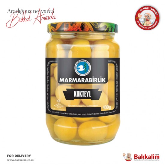 Marmarabirlik 4XL Cocktail Green Olives Net 400 G SAMA FOODS ENFIELD UK