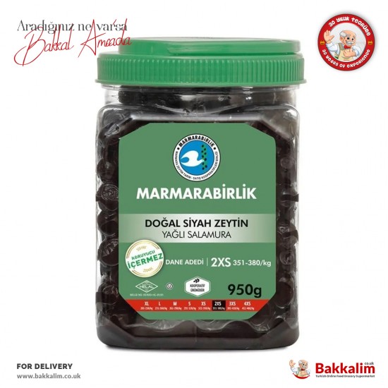 Marmarabirlik 2XS Doğal Yağlı Salamura Siyah Zeytin N950 Gr SAMA FOODS ENFIELD UK