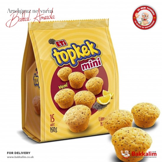 Eti Topkek Mini Lemon and Poppy Seeds Cake 15 Pcs 150 G SAMA FOODS ENFIELD UK