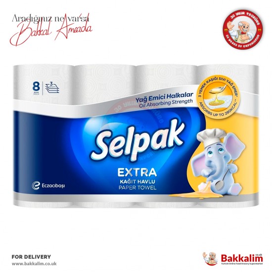 Selpak Extra Kağıt Havlu 8 Rulo 3 Katlı