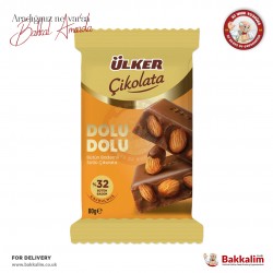 Ülker %32 Dolu Dolu Bütün Bademli Sütlü Çikolata 80 Gr