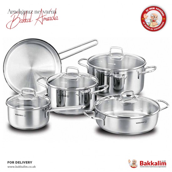 Korkmaz Perla Cookware Set A1609 9 Pcs SAMA FOODS ENFIELD UK