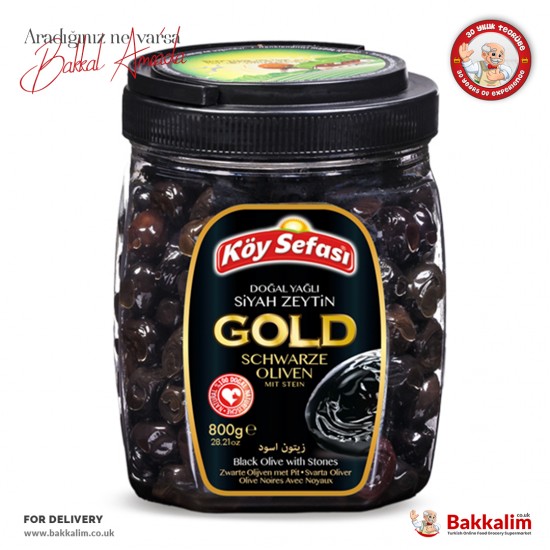 Köy Sefası 800 Gr Gold Mega Doğal Siyah Zeytin SAMA FOODS ENFIELD UK