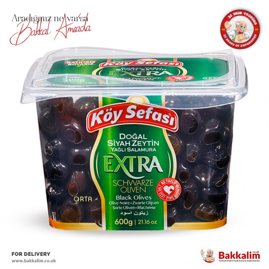 Köy Sefası Extra Yağlı Doğal Siyah Zeytin 600 Gr SAMA FOODS ENFIELD UK