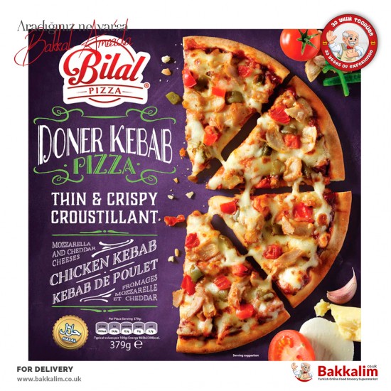 Bilal Chicken Doner Kebab Pizza 379 G SAMA FOODS ENFIELD UK