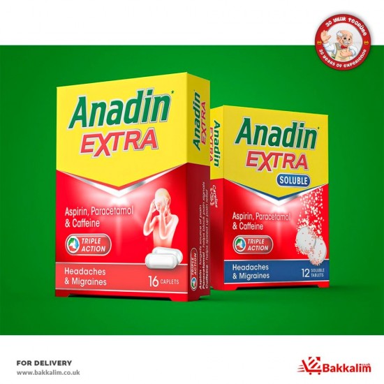 Anadin 12 Adet Extra Aspirin Paracetemol SAMA FOODS ENFIELD UK