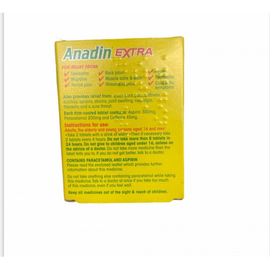 Anadin 12 Caplets  Extra  Aspirin And Paracetamol SAMA FOODS ENFIELD UK