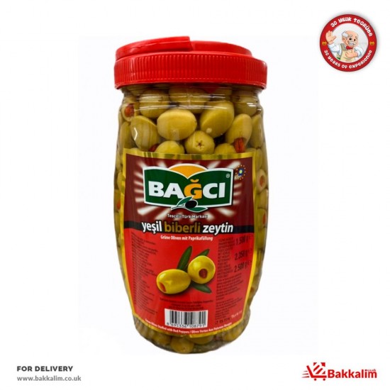 Bagci  2500 Gr Green Olives Stuffed With Red Pepers SAMA FOODS ENFIELD UK