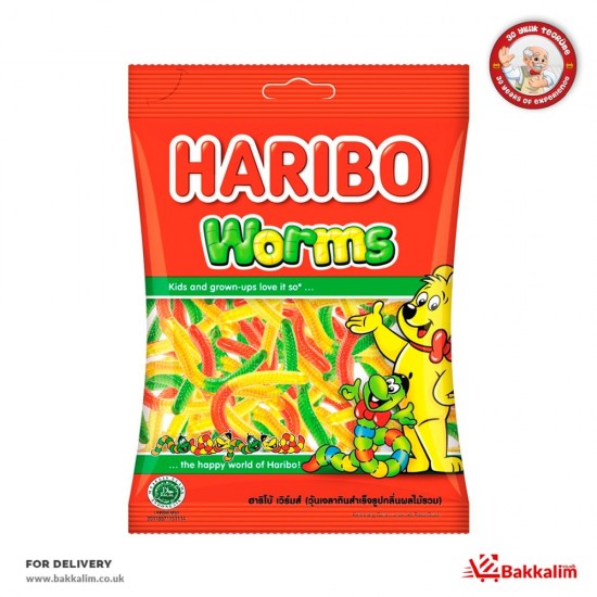 Haribo 80Gr Worms Fruit Mix Helal SAMA FOODS ENFIELD UK