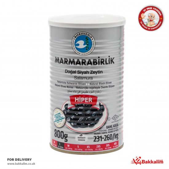 Marmarabirlik Net 800 Gr L Hiper Doğal Salamura Siyah Zeytin SAMA FOODS ENFIELD UK