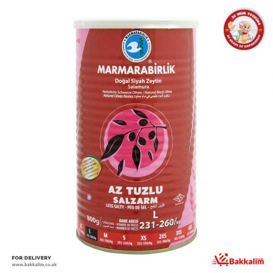 Marmarabirlik Net 800 Gr L Less Salty Natural Black Olives SAMA FOODS ENFIELD UK