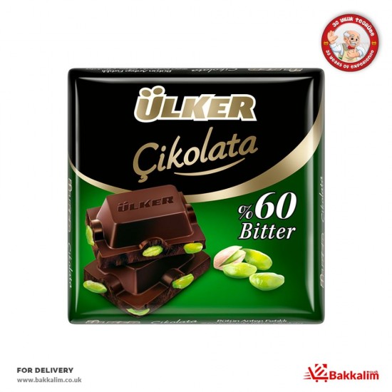 Ulker 65 Gr  60 Bitter Dark Chocolate With Pistachio SAMA FOODS ENFIELD UK