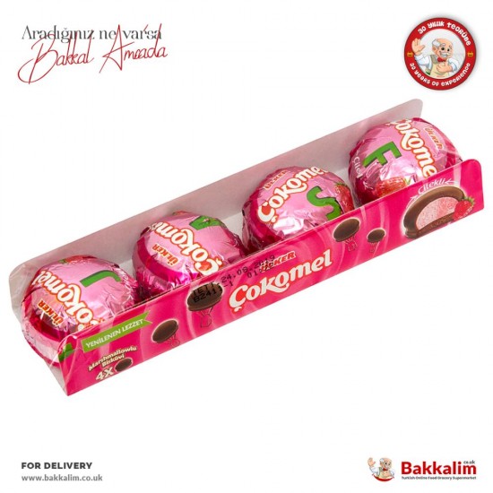 Ulker Cokomel Strawberry Marshmallow Biscuit Coated With Chocolate SAMA FOODS ENFIELD UK