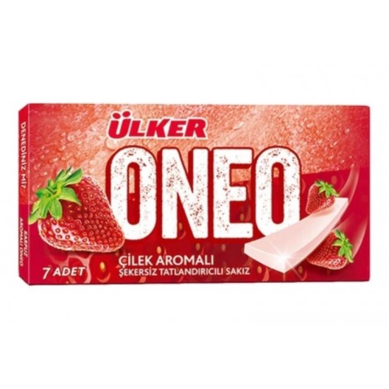 Ulker Oneo Strawberry Chewing Gum Sugar Free 14g SAMA FOODS ENFIELD UK