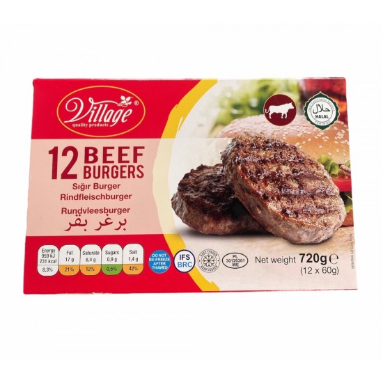 Village 12 Beef Burger 720g SAMA FOODS ENFIELD UK