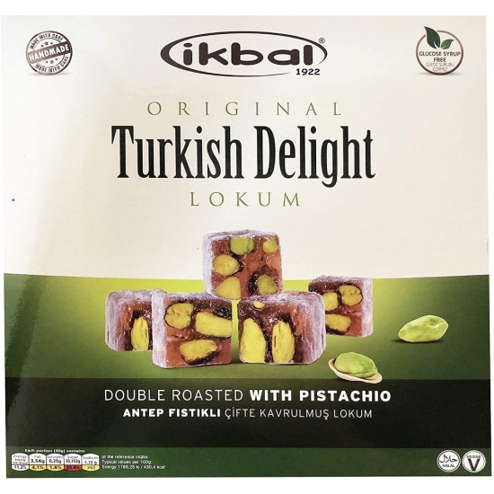 Ikbal Turkish Delight Double Roasted With Pistachio 350g SAMA FOODS ENFIELD UK