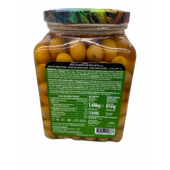 Marmarabirlik Net 1460 Gr M Çizik Doğal Yeşil Salamura Zeytin SAMA FOODS ENFIELD UK