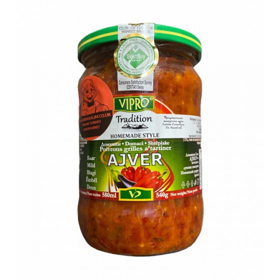 Vipro Home Made Ajver Roasted And Peeled Peppers 580ml SAMA FOODS ENFIELD UK